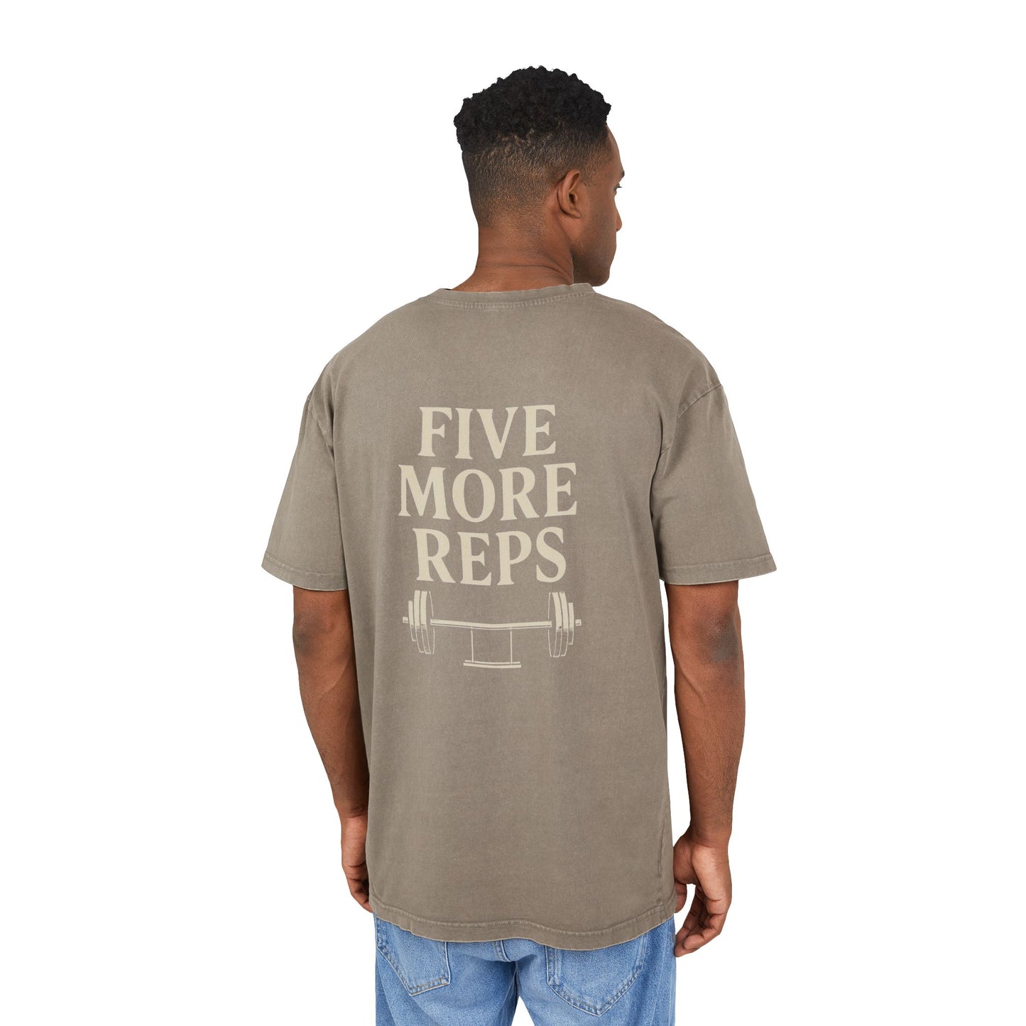 Men's Acid Washed Oversized Tee - "Five More Reps"