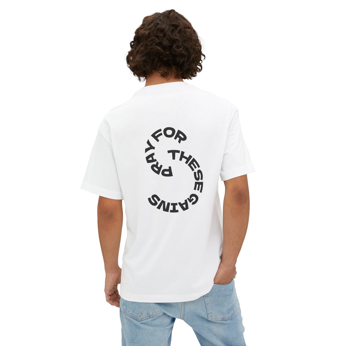 Trendy Unisex Oversized Tee - "Pray for These Gains" Graphic Shirt