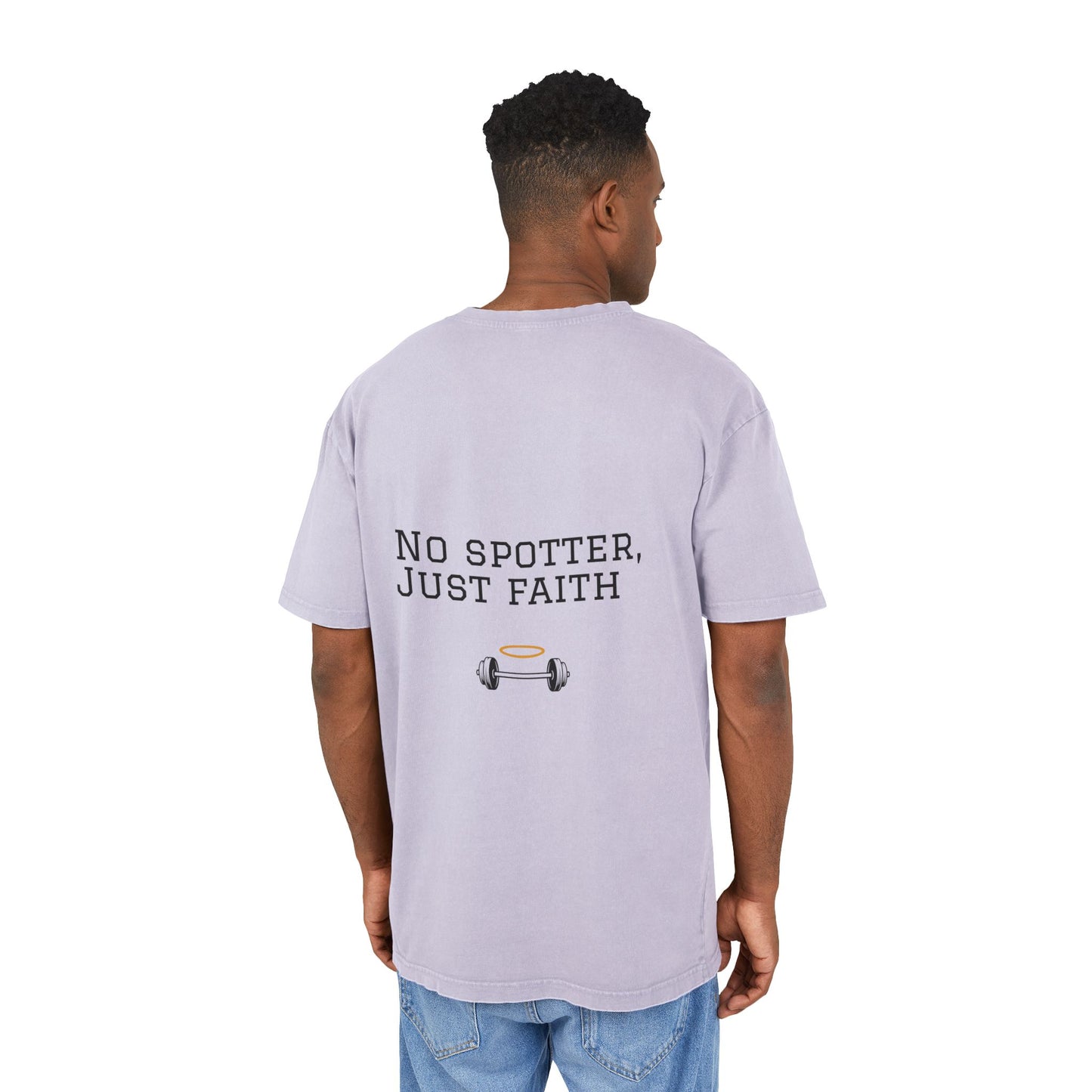 Men's Acid Washed Oversized Tee - No Spotter, Just Faith