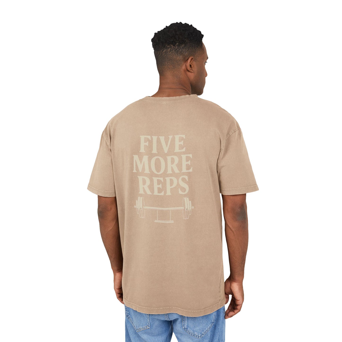 Men's Acid Washed Oversized Tee - "Five More Reps"