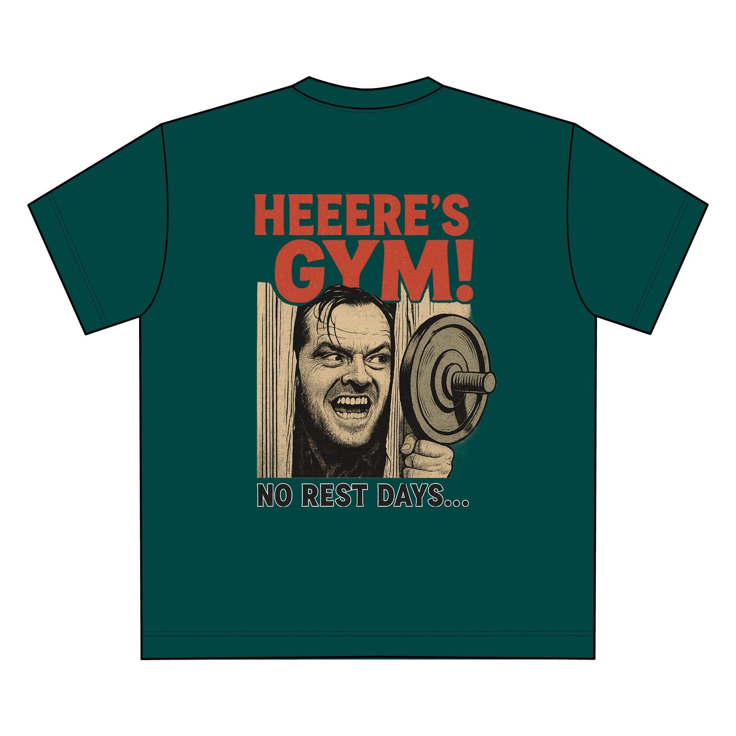 Unisex Graphic Tee - Heeeere's Gym! No Rest Days, Fitness Gift, Workout Shirt, Gym Apparel, Motivational T-Shirt