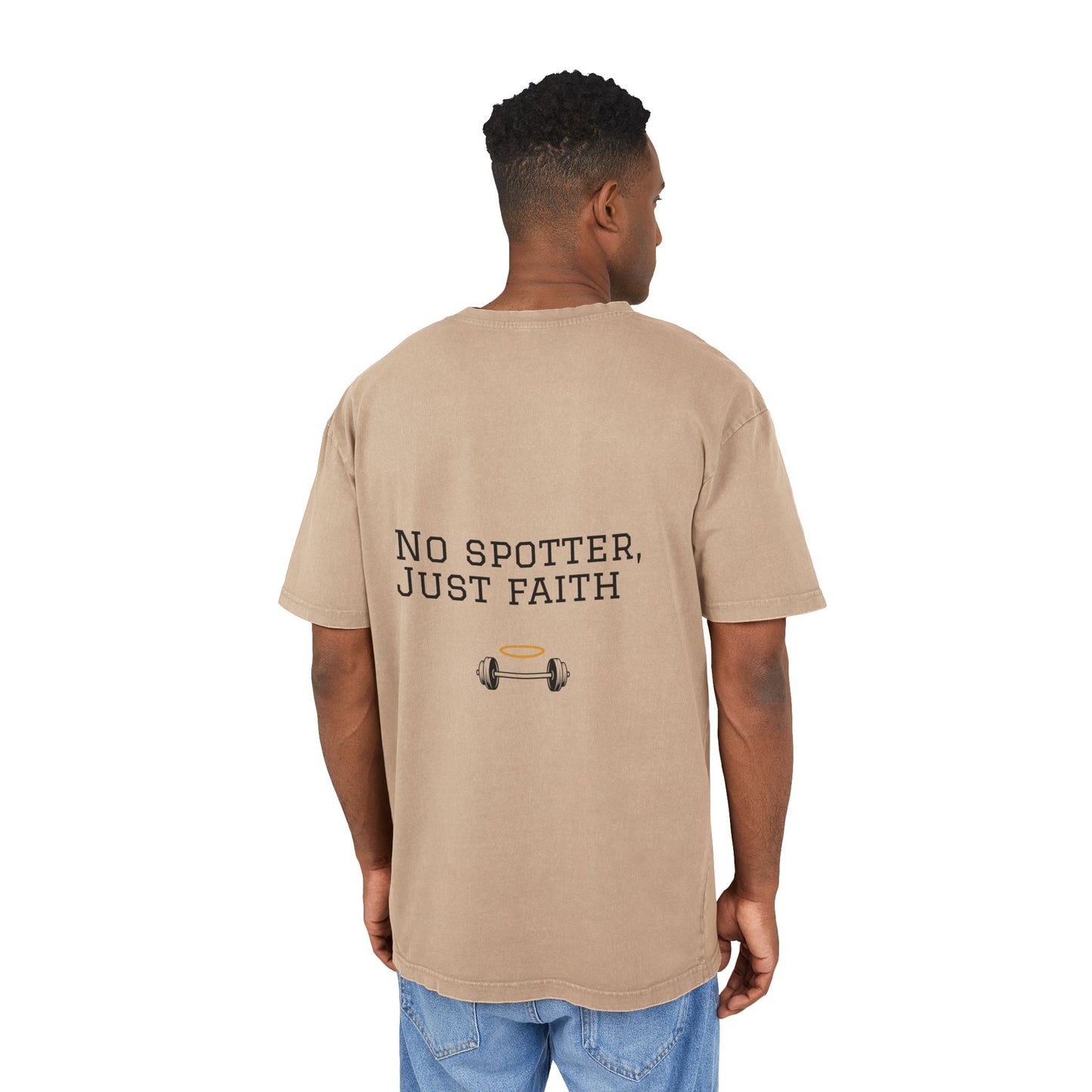 Men's Acid Washed Oversized Tee - No Spotter, Just Faith