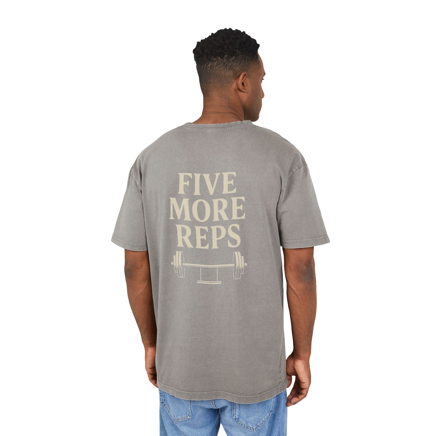 Men's Acid Washed Oversized Tee - "Five More Reps"