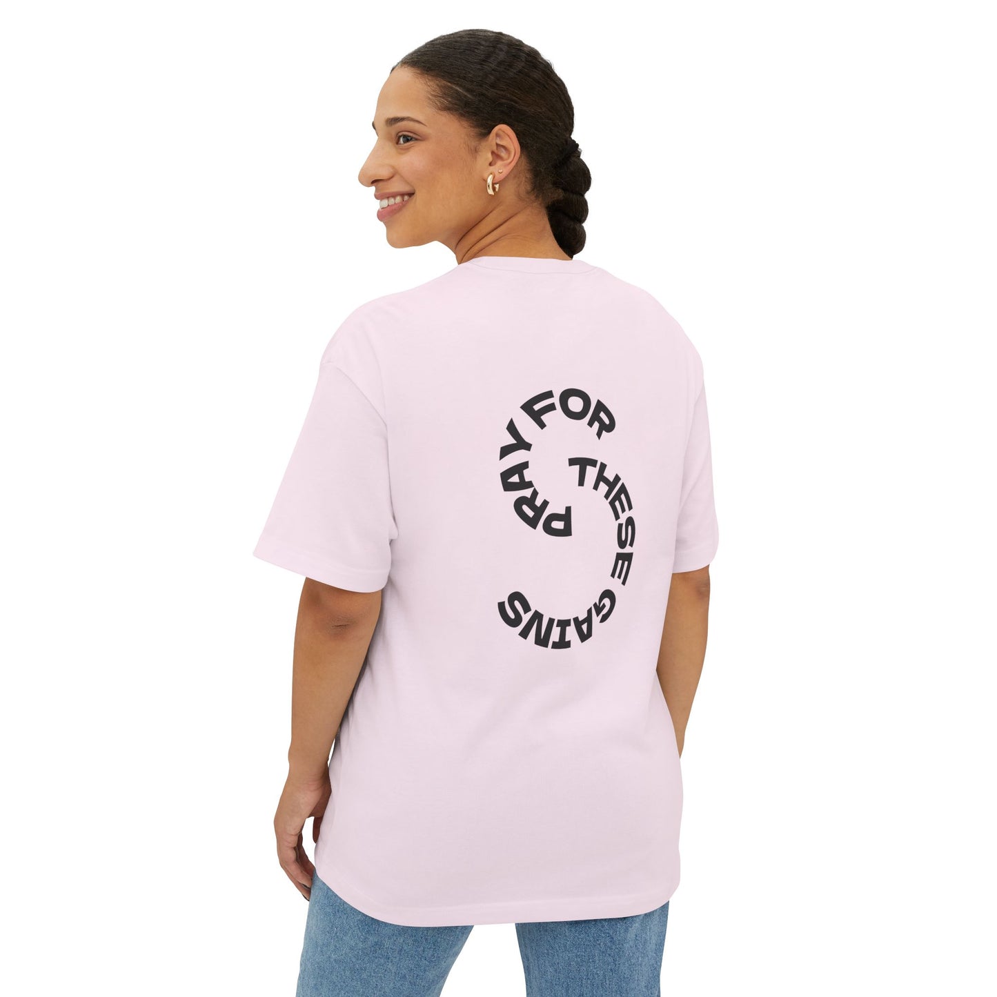 Trendy Unisex Oversized Tee - "Pray for These Gains" Graphic Shirt