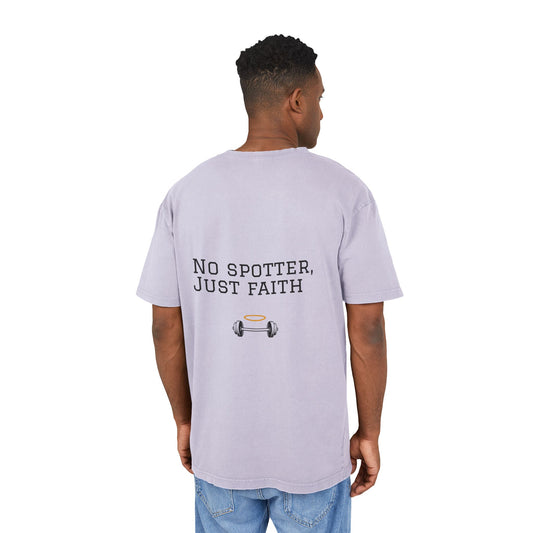 Men's Acid Washed Oversized Tee - No Spotter, Just Faith