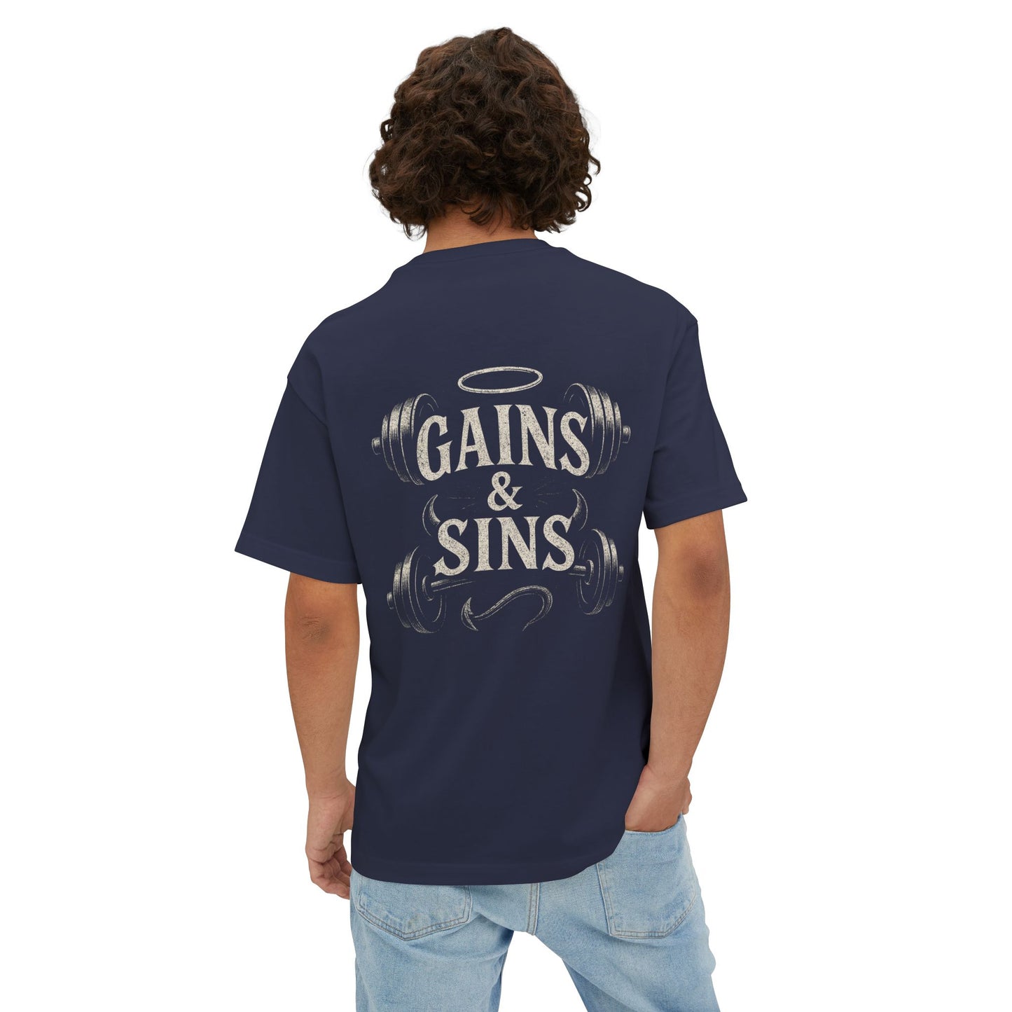 Oversized Tee “Gains and Sins” Design Unisex Shirt