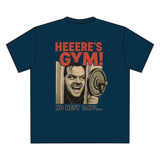 Unisex Graphic Tee - Heeeere's Gym! No Rest Days, Fitness Gift, Workout Shirt, Gym Apparel, Motivational T-Shirt