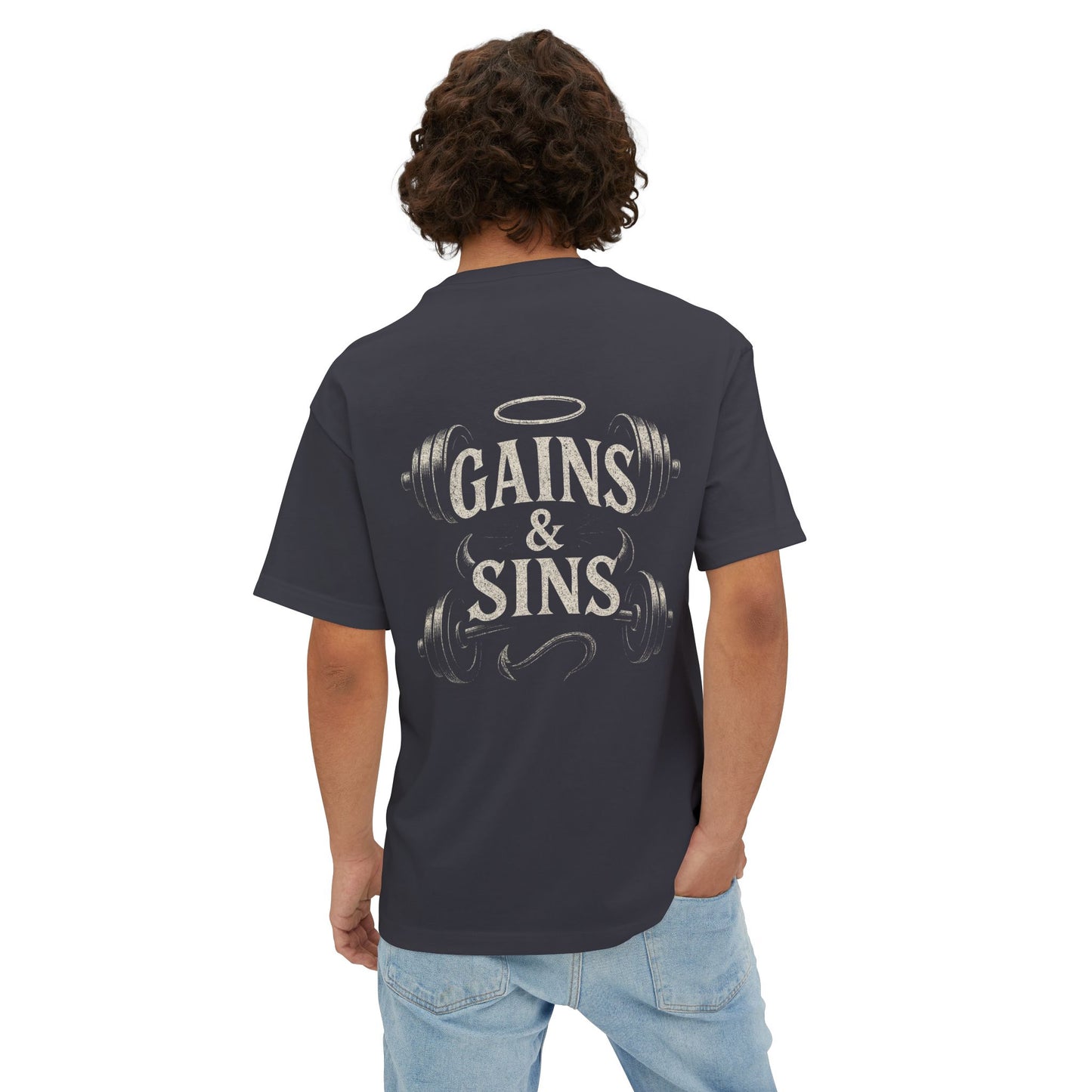 Oversized Tee “Gains and Sins” Design Unisex Shirt