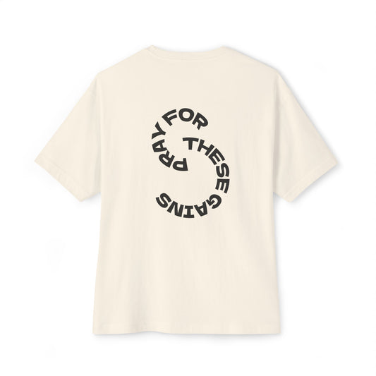 Trendy Unisex Oversized Tee - "Pray for These Gains" Graphic Shirt