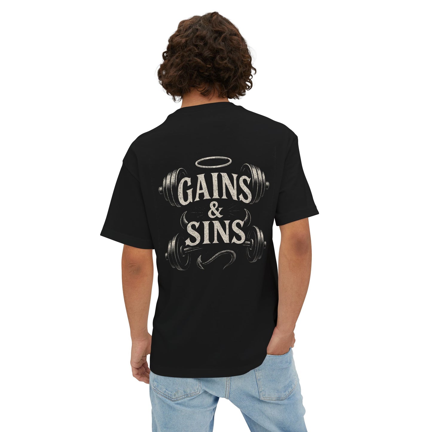 Oversized Tee “Gains and Sins” Design Unisex Shirt