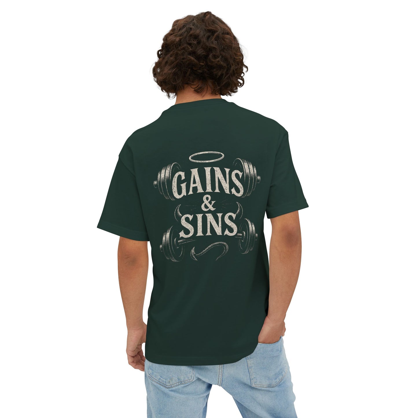 Oversized Tee “Gains and Sins” Design Unisex Shirt