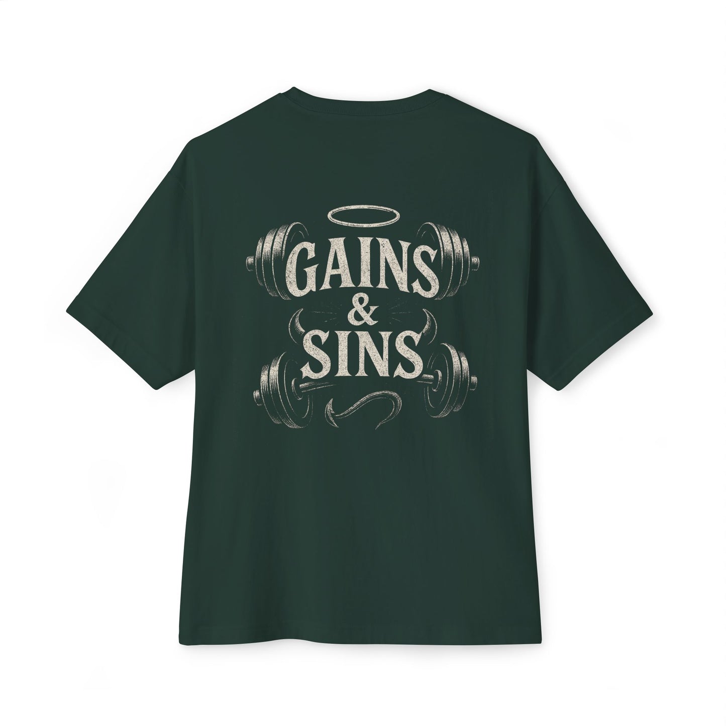 Oversized Tee “Gains and Sins” Design Unisex Shirt