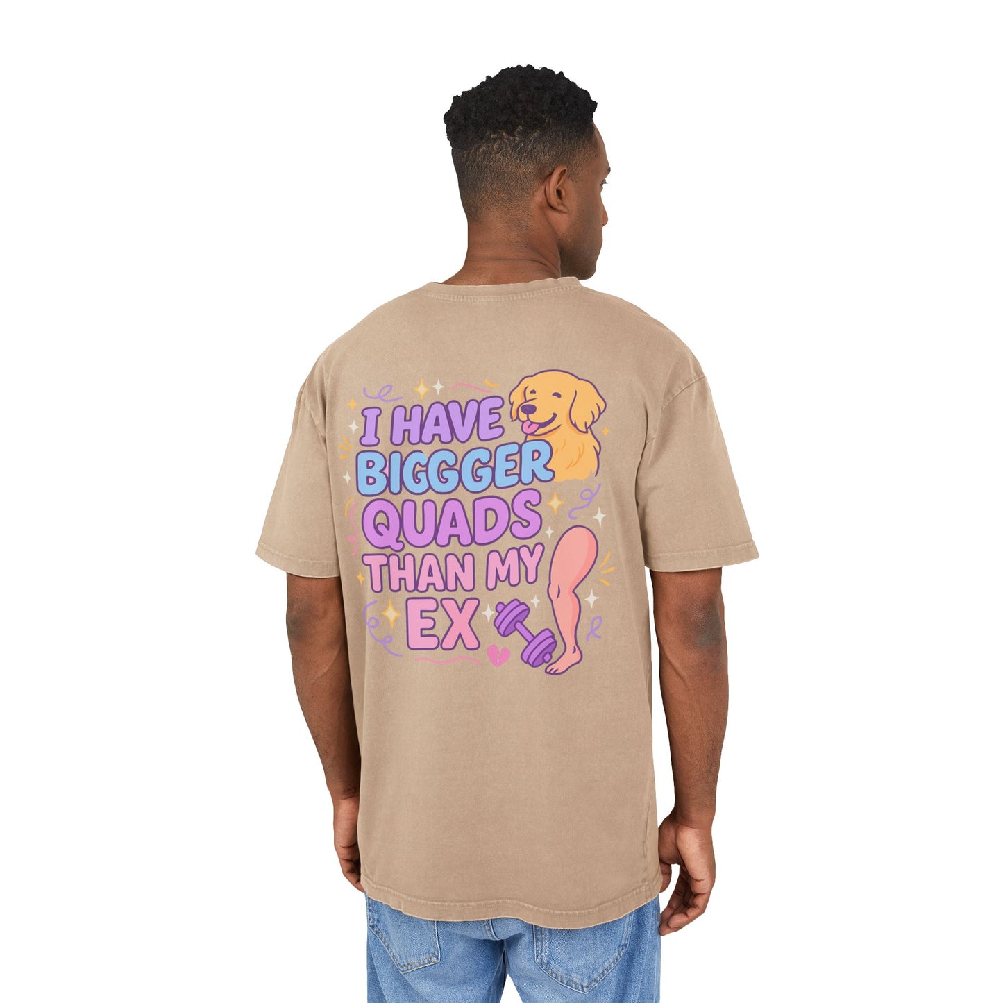Acid Washed Oversized Tee - "Bigger Quads than my ex"