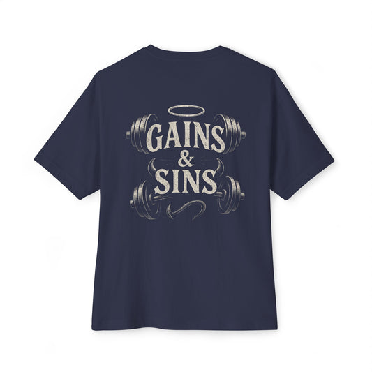 Oversized Tee “Gains and Sins” Design Unisex Shirt
