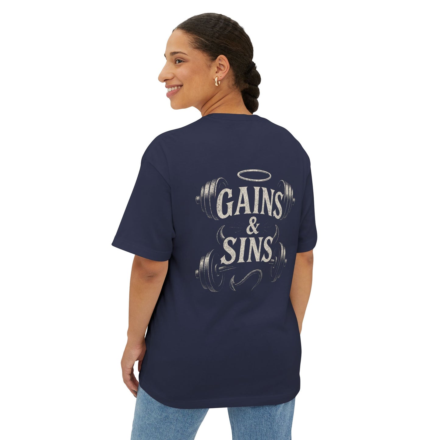 Oversized Tee “Gains and Sins” Design Unisex Shirt