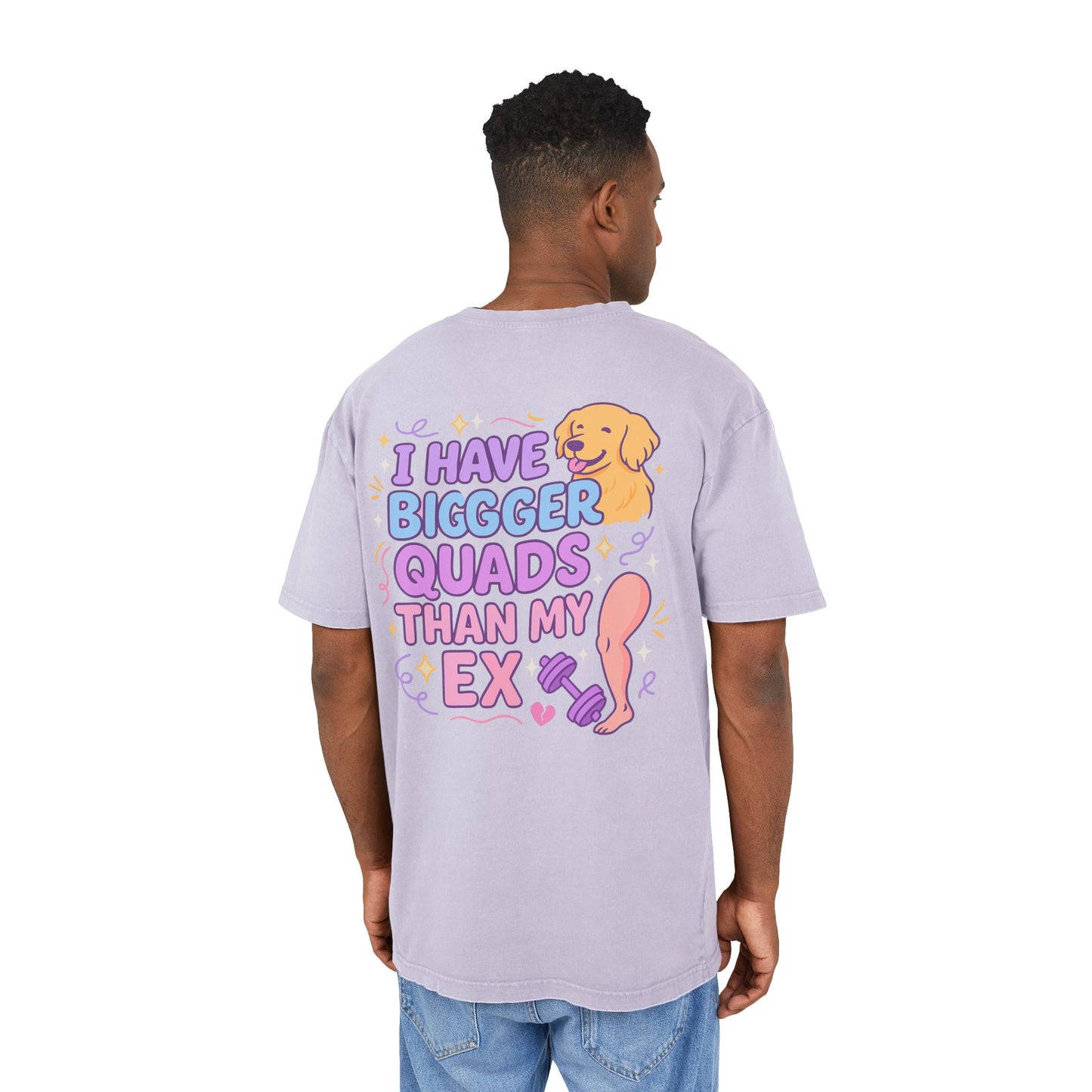 Acid Washed Oversized Tee - "Bigger Quads than my ex"